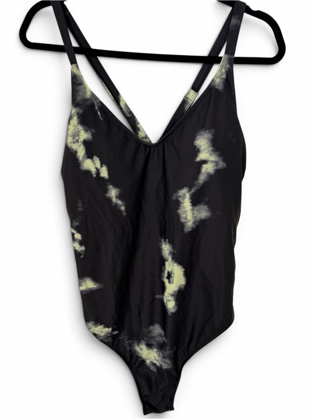 Black Tie-Dye One-Piece Thong bottom Swimsuit